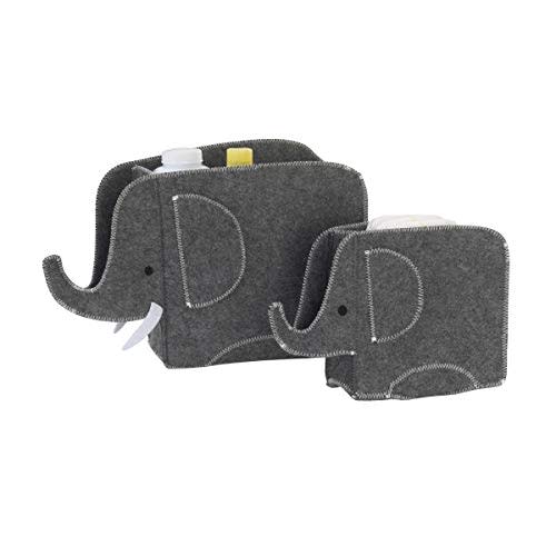 Little Love by NoJo Grey Felt Elephant Shaped Nursery Storage Caddys - 2 Pk, Grey