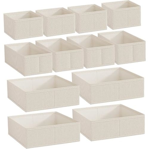 Drawer Organizer Clothes, 12Pcs Drawer Organizer Clothes, Stackable Collapsible Baby for Nursery, Bedroom, Closet