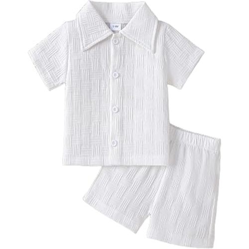 Toddlers and Baby Boys' Summer Clothes Infant Boy Button-town Shirt and Short Set Outfits
