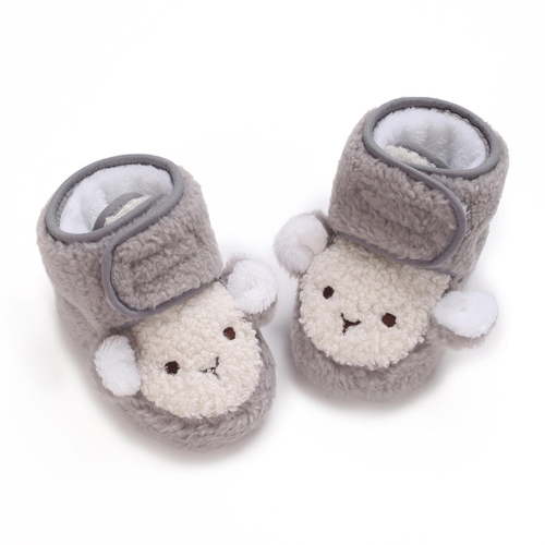 Hipattires Casual Shoes for Newborn Winter Gray Lightweight Cute Fleece Boys and Girls Shoes