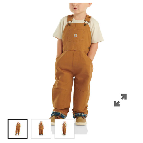9M, Kids' Canvas Bib Overall Flannel-Lined (Baby/Toddler) | Carhartt