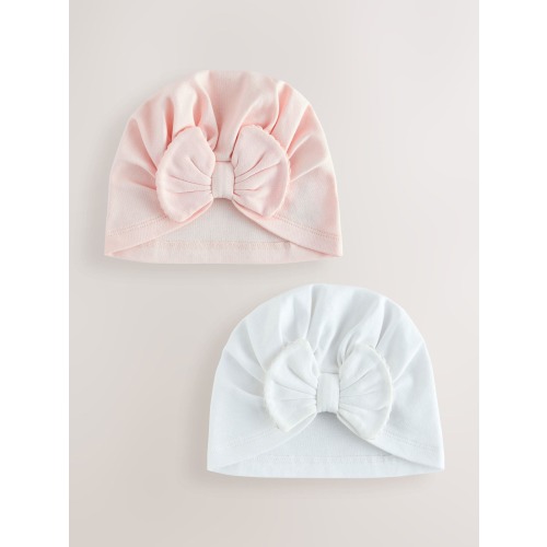 Pink/White Baby Turbans 2 Pack (0-18mths)