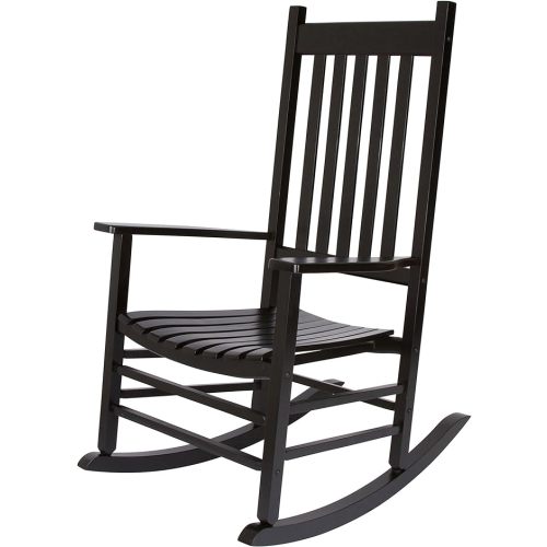 Shine Company 4332BK Vermont Porch Rocker | Indoor/Outdoor High Back Rocking Chair – Black - 1-Pack