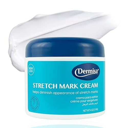 Dermisa Stretch Mark and Scar Cream with Cocoa Butter, Collagen, Elastin and Vitamin E - Intensive Body Moisturizer for Elasticity and Skin Repair - 4 Oz