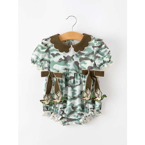 Fall Camo Bow Girls Ruffle Bubble Romper – Rylee Faith Designs
