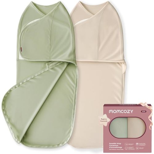 Momcozy Swaddles for Newborns, Quiet Fastener Swaddle Suitable for Infant 0-3 Months, New-Parent-Friendly Sleep Sack, Reduce Startle Reflex, Newborn Boys Girls Registry Essentials, 2-Pack, Meadow