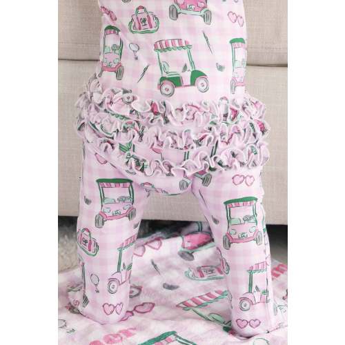 Birdie Babes Ruffle Zipper Footie | Pink