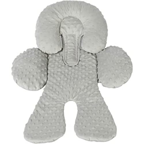 Pro Goleem Infant Car Seat Head Neck Body Support, Ultra-Soft Minky and Microfiber Newborn Car Seat Insert, Perfect for Car Seat, Stroller, 2-in-1 Reversible, for Boys and Girls, Gray
