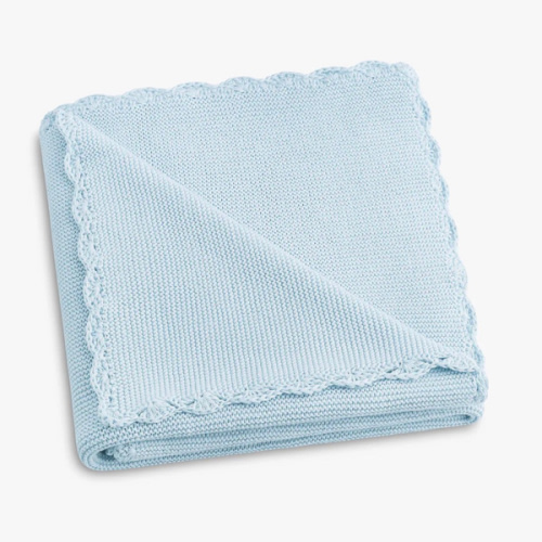 Cotton Knit Baby Blanket - Blue
