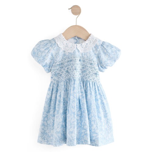 Kids' Ditsy Smocked Cotton Dress