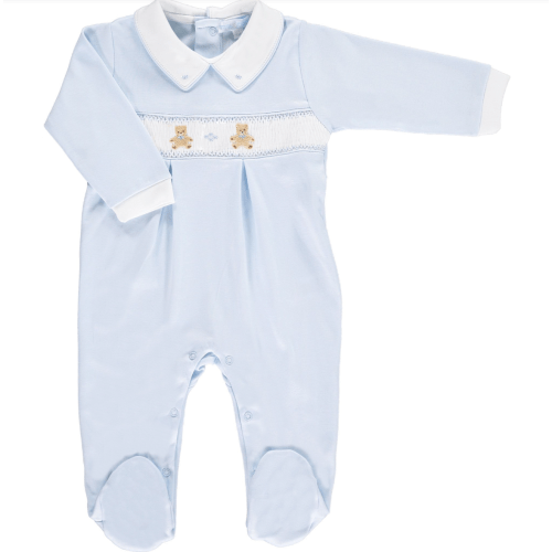 Blue Nursery Bear Smocked Footsie - 9M