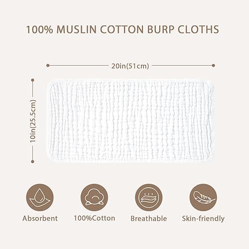 Yoofoss Muslin Burp Cloths for Baby (10 Pack)