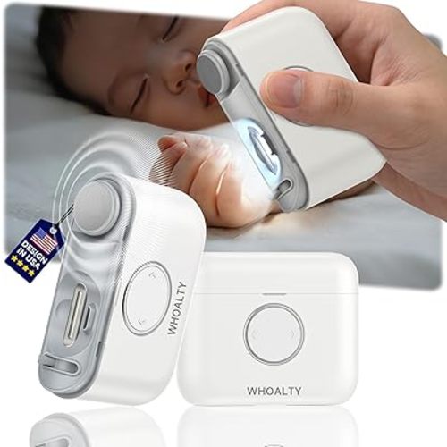 Electric Nail Clipper for Family Care【Precision Dual-Blade Trimming System】Automatic 2-in-1 Trimmer & Grind Nail Care Tool with LED Light, Ultra-Quiet & Safe for Babies, Seniors and Adults White