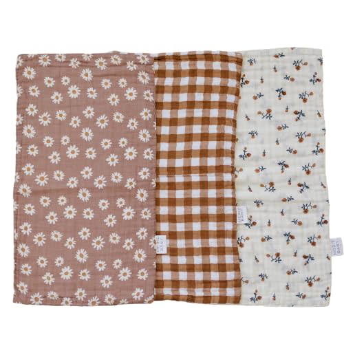 Mebie Baby Burp Cloths, Modern Print 3-Pack, Muslin Burp Cloth Set for Spit Up, Drool, and More, Boho Burp Cloths for Baby Boy and Girl, Baby Must Haves for Registry Lists and Gifts for Newborns