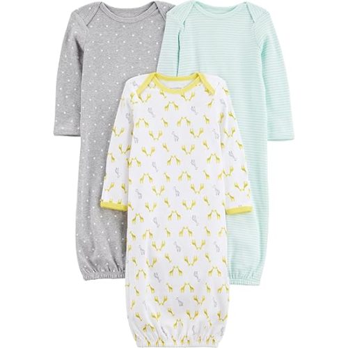 Simple Joys by Carter's unisex-baby 3-pack Neutral Cotton Sleeper Gown