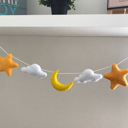 Felt Moon, Cloud & Star Garland: Handmade Nursery Decor