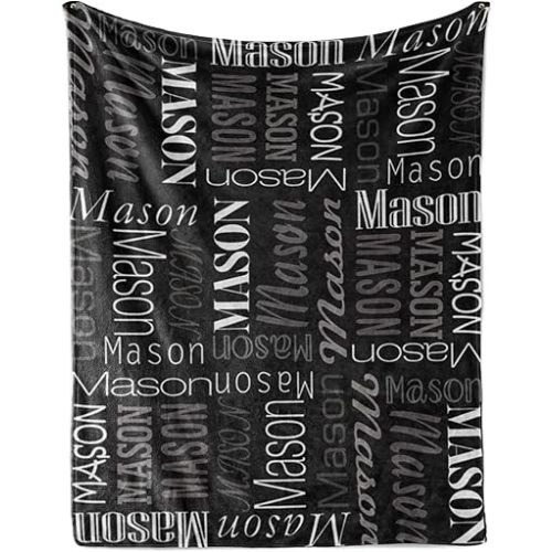 Ship Next Day, Personalized Baby Blankets for Baby Boys Girls, Kids Custom Name Blanket for Newborn Toddler Teen Adult, Monogram Daycare Receiving Throw Moms Gifts(30"x40") Black