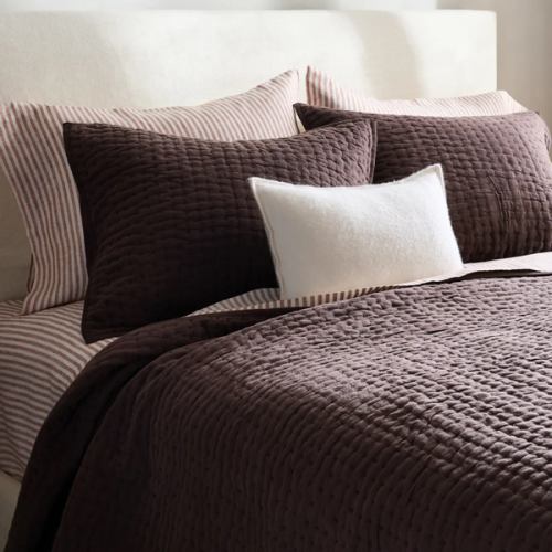 European Linen Cotton Stitch Quilt in Espresso