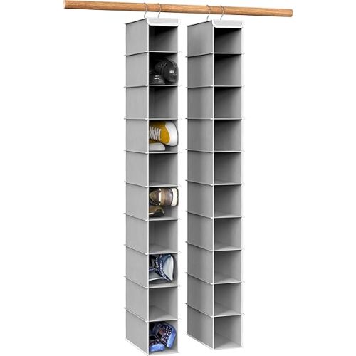 Simple Houseware 2 Pack 10 Shelves Hanging Organizer, Gray