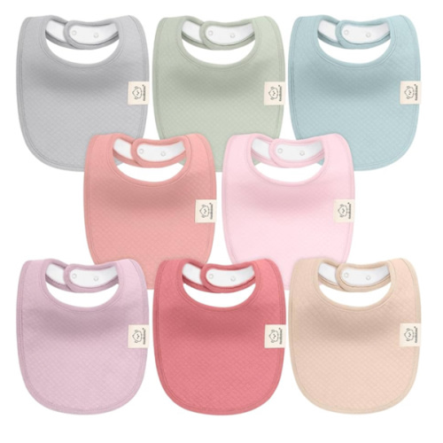 8-Pack Organic Baby Bibs for Girls, Boys - Quilted Cotton Cloth Baby Drool Bibs for Drooling and Teething Toddler, Newborn, Infant, Soft & Super Absorbent (Muted Pastel)
