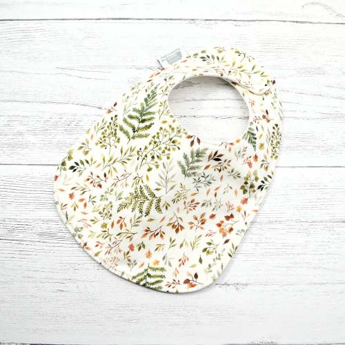 Woodland Animals Baby Bib: Organic Cotton Fleece, Adjustable Snaps