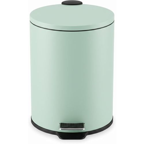 Garvee 5L/1.3 gal Round Trash Can, Bathroom Wastebasket with Soft-Close Lid