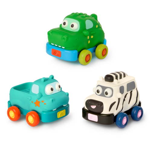 Battat Safari Speedsters 3 Pull-Back Animal Cars, Baby and Toddler Toys