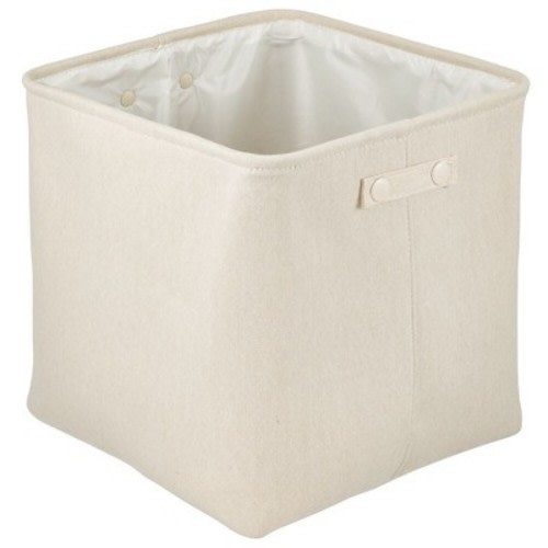 mDesign Fabric Bathroom Storage Bin, Coated Interior, Color: Cream, Size: 13 x 13 x 13