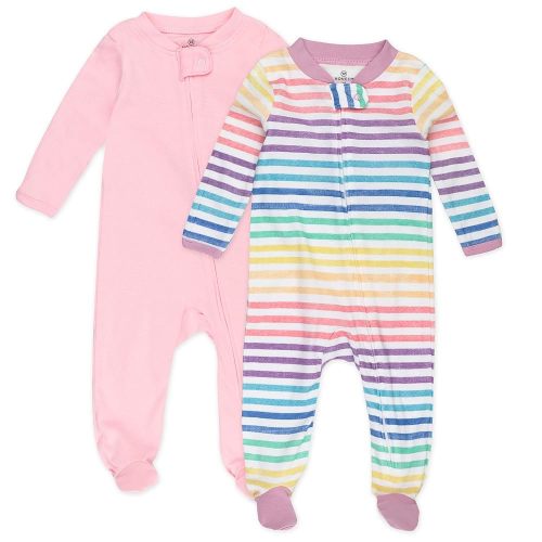HonestBaby Baby Girls' Sleep N' Play One-Piece Zip-Front Footed Pajamas