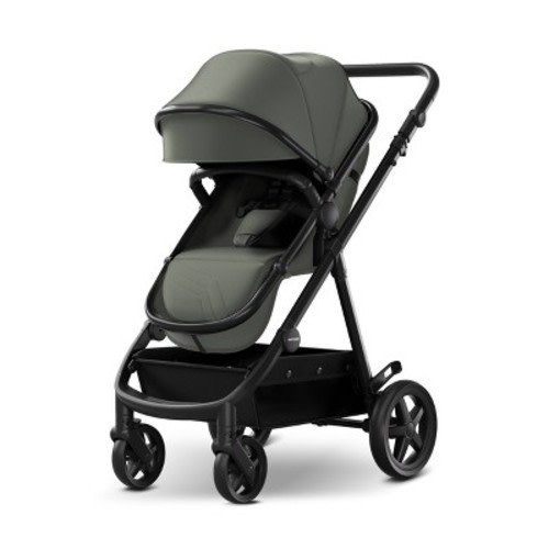 Mompush Meteor 2-in-1 Stroller - Forest Fabric Silver Frame: Lightweight Aluminum Design, 50 lb Capacity, Pneumatic Tires