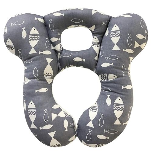 Baby Travel Pillow,Soft and Skin Friendly Kids Cushion for Car Seat - Newborn Pillow for Pushchair,Car Seat,Travel (Gray Fish)