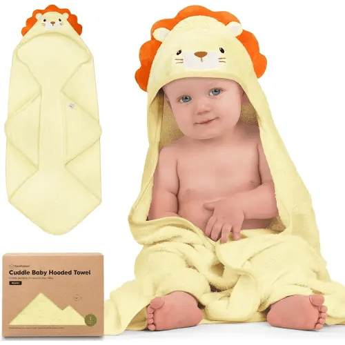 KeaBabies Hooded Baby Towel for Newborn - Viscose Derived from Bamboo Large Baby Bath Towels with Hood for Boys, Girls, Toddler, Extra Absorbent & Soft Newborn Bath Essentials (Lion)