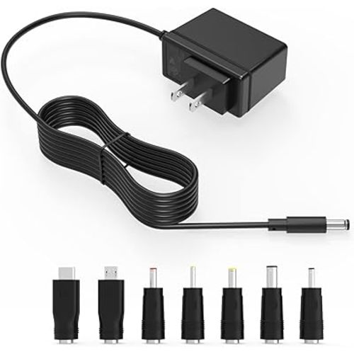 DC 5V 2A Power Cord Supply 10W AC/DC Charger Fit for Bluetooth Speaker, Baby Monitor, Graco Swing, Tablet, Camera and More DC 5v Devices Adapter Multi Tips Switching 5 Volt 2 Amp DC/5V Replacement