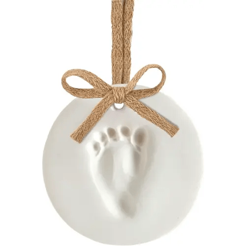 Kate & Milo Clay Babyprints Keepsake Kit, Newborn Handprint or Footprint Clay Impression, Easy No-Bake DIY Baby Memory Keepsake with Burlap Ribbon, Gender-Neutral Nursery Décor