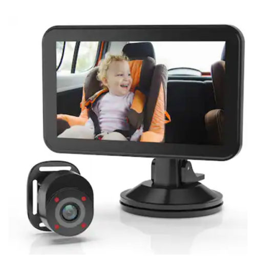 In-Car Baby Cam with Monitor – HD 1080p & Infrared Night Vision - Black