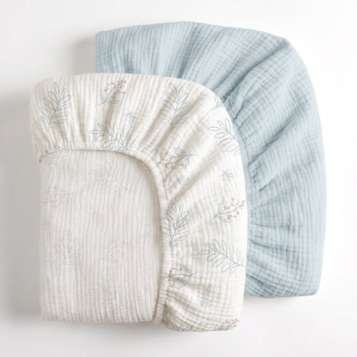 Rosalind Wheeler 100% Cotton Muslin Crib Sheets 2-Pack Neutral, 52"x28" Standard Fitted Mattress Sheets, 360° Elastic Edge, Soft & Breathable | Wayfair