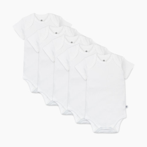 Honest Baby Clothing 5-Pack Organic Cotton Short Sleeve Bodysuits - Bright White, Newborn, 5