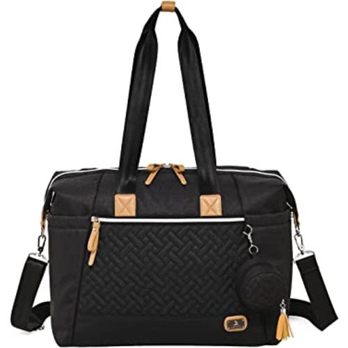 Dikaslon Diaper Bag Tote with Pacifier Case and Changing Pad, Large Travel Diaper Tote for Mom and Dad, Multifunction Baby Bag for Boys and Girls, Black