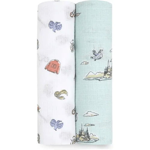 aden + anais Swaddle Blanket, Boutique Muslin Blankets for Girls & Boys, Baby Receiving Swaddles, Ideal Newborn & Infant Swaddling Set, Perfect Shower Gifts, 2 Pack, Hogwarts Essentials
