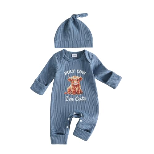 Newborn Baby Boy Fall Outfit Romper Jumpsuit Infant Waffle Clothes | Letter Embroidery Cute Long Sleeve Round Neck Bodysuit Clothing