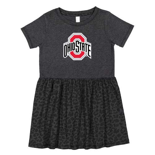 Future Tailgater Ohio State Buckeyes Collegiate Licensed Toddler Dress - Smoke/Black Leopard