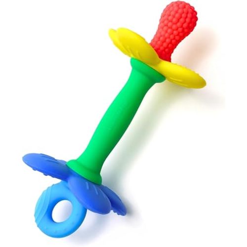 Silicone Teether Tube Stick for Babies – Textured Teething Toy with Grip Handle, Reaches Front Gums & Back Molars, BPA-Free, Easy to Hold