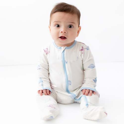Blue Fish Zippered Footie