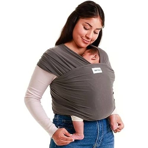 Sleepy Wrap Stretchy Ergonomic Baby Carrier Sling for Newborns to Toddlers - Hands-Free Lightweight Baby Wrap 7-35 lbs (Dark Grey)