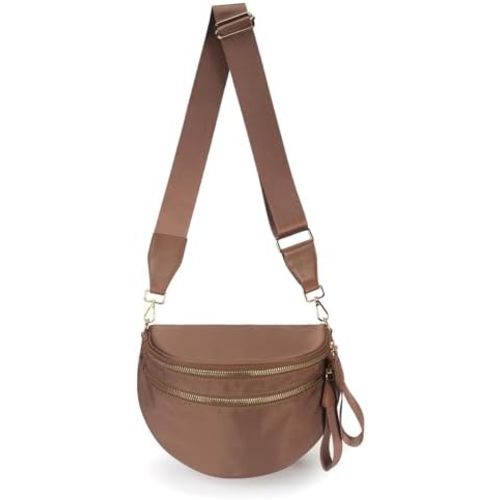 Pure Colour Crossbody Bag Bum Bag for Women,Spacious Purse Fanny Packs Belt Bag,Oversized Bum Bag (Colour Bum Bag-Coffee)