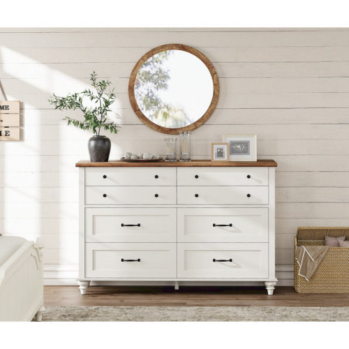 Charlton Home® Scarlett 54" W 8-Drawer Solid and Manufactured Wood Dresser & Reviews | Wayfair
