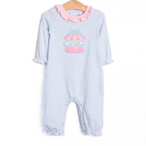 Classic Carousel Applique Romper, Blue Stripe – Stitchy Fish