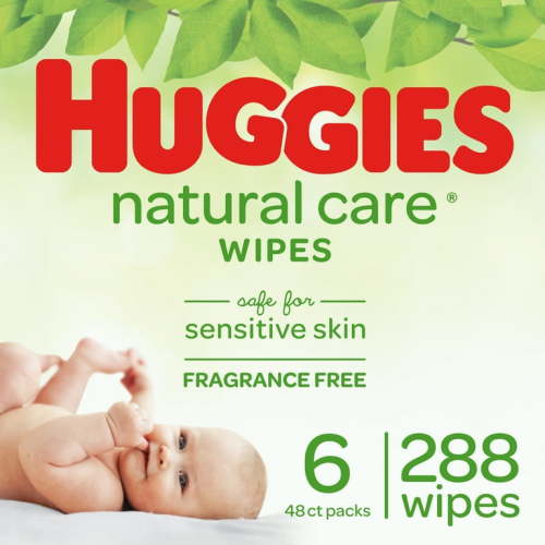 Huggies Natural Care Sensitive Baby Wipes, Unscented, 6 Flip-Top Packs (288 Wipes Total)