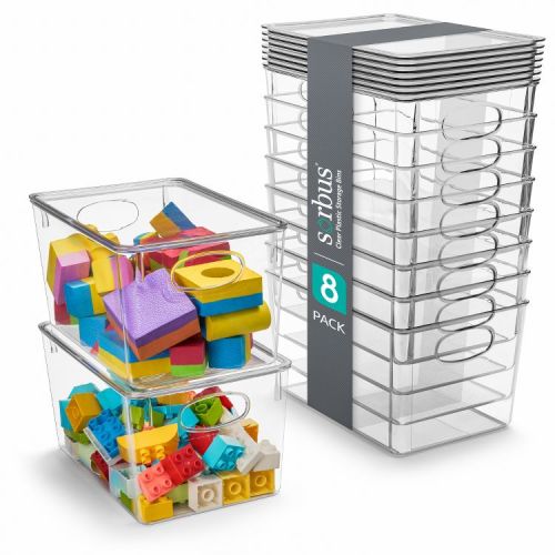 Sorbus 8 Pack Large Storage Containers with Lids - Toy Organizers and Storage Bin - Clear Containers for Organizing
