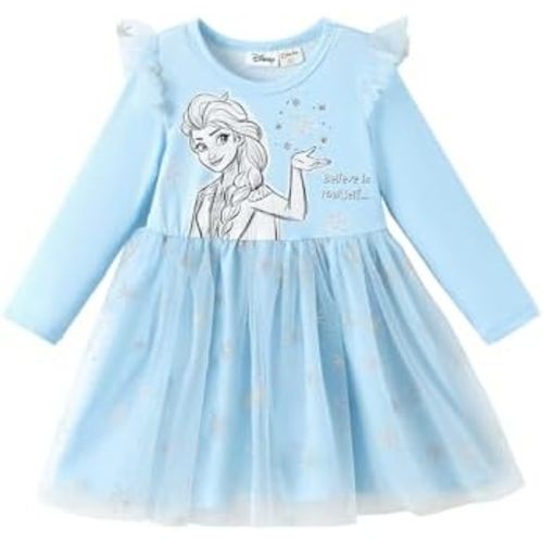 Disney Princess Frozen Minnie Mouse Dress Girls Sparkle Ruffle Tulle Tutu Birthday Party Fall Outfits Clothes Baby to Toddler